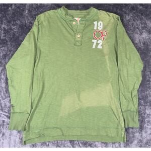 Ocean Pacific OP 1972 Green Long Sleeve Henley Shirt Men’s Large Distressed
